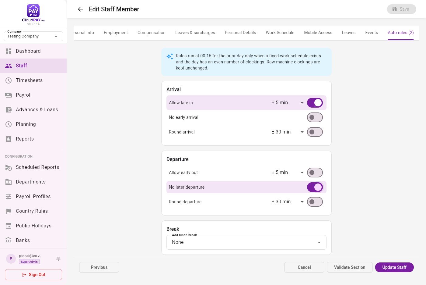 Auto Rules tab with two enabled rules