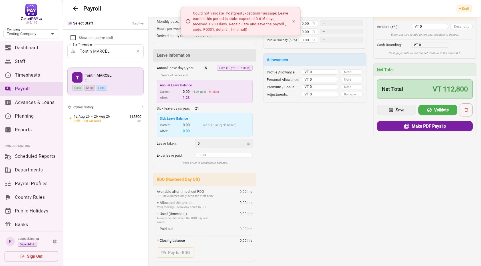CloudPay second monthly payroll validated