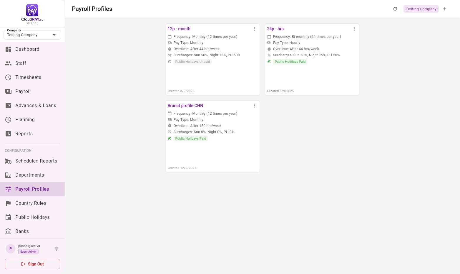 CloudPay payroll profiles