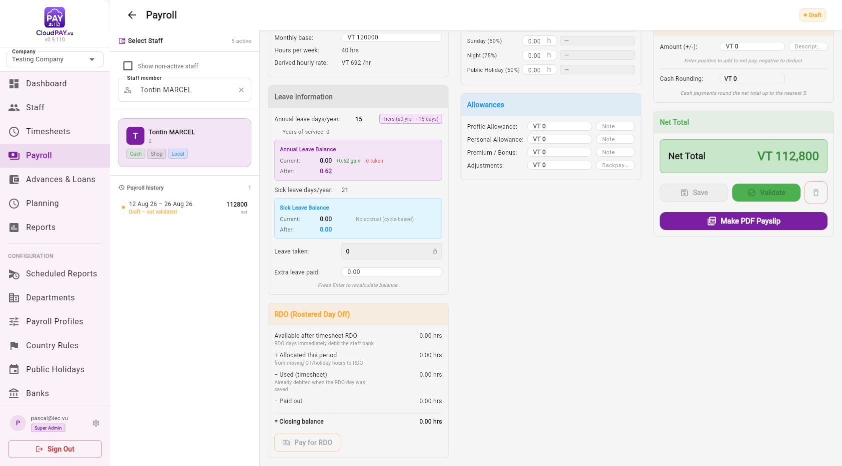 CloudPay final payroll validated